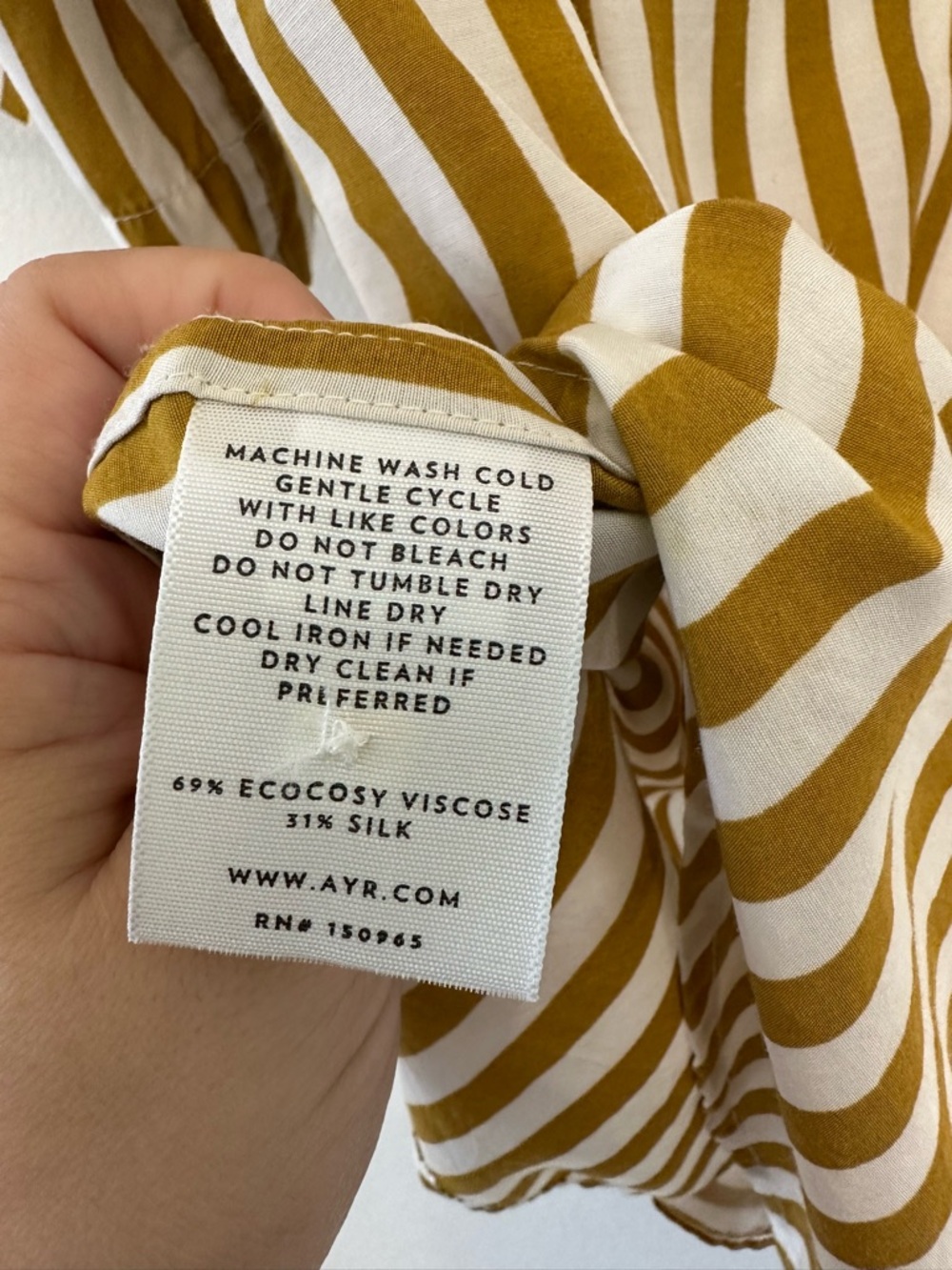 AYR Striped Button-Down Shirt in Mustard and White Size Small - Picture 6 of 8